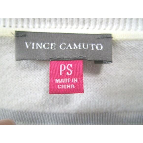 Vince Camuto Ivory Sheer Striped Long Sleeve Round Neck Light Sweater Petite S - Picture 8 of 8
